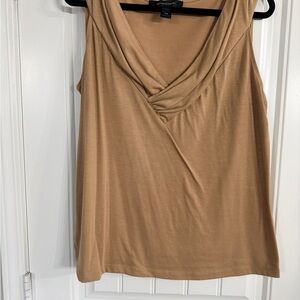 Ashley Stewart Camel Drape Neck Tank Top